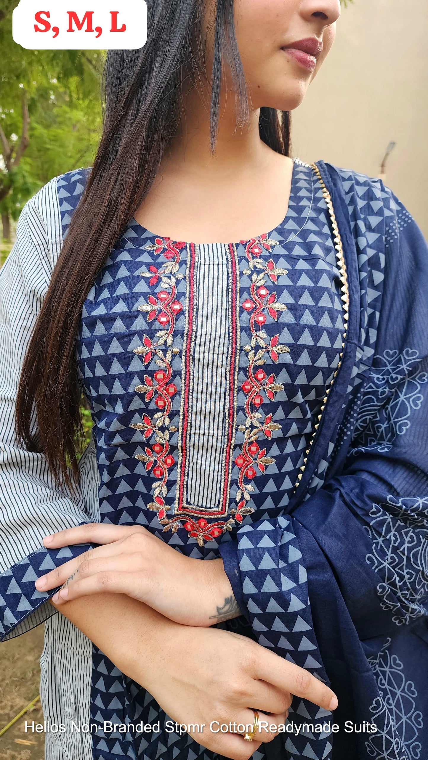 Hellos Non-Branded Stpmr Cotton Readymade Suits