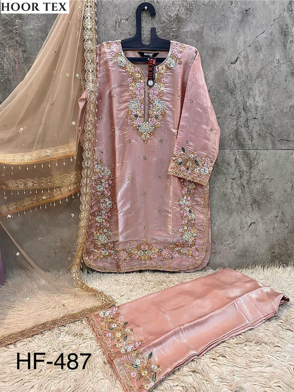 Hf-487-G Hoor Tex Jimmy Choo Pakistani Readymade Suits