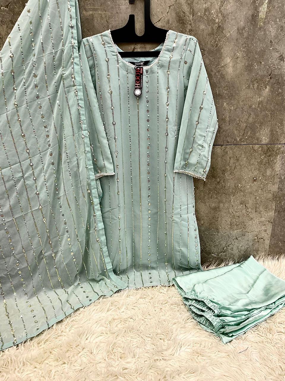 Hf-67G Hoor Tex Georgette Pakistani Readymade Suits