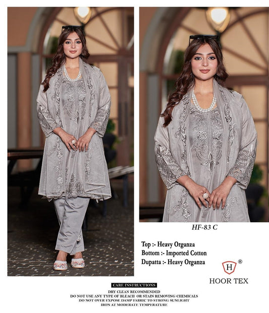 Hf-83C Hoor Tex Organza Pakistani Readymade Suits