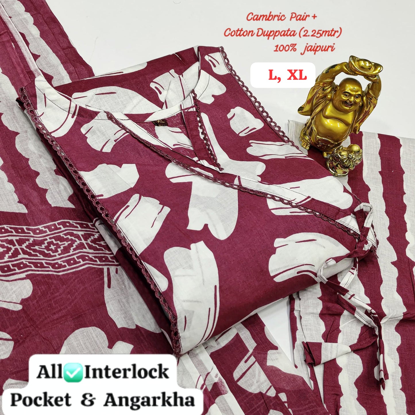 Hi V Neck Non-Branded Stpmr Cotton Readymade Suits