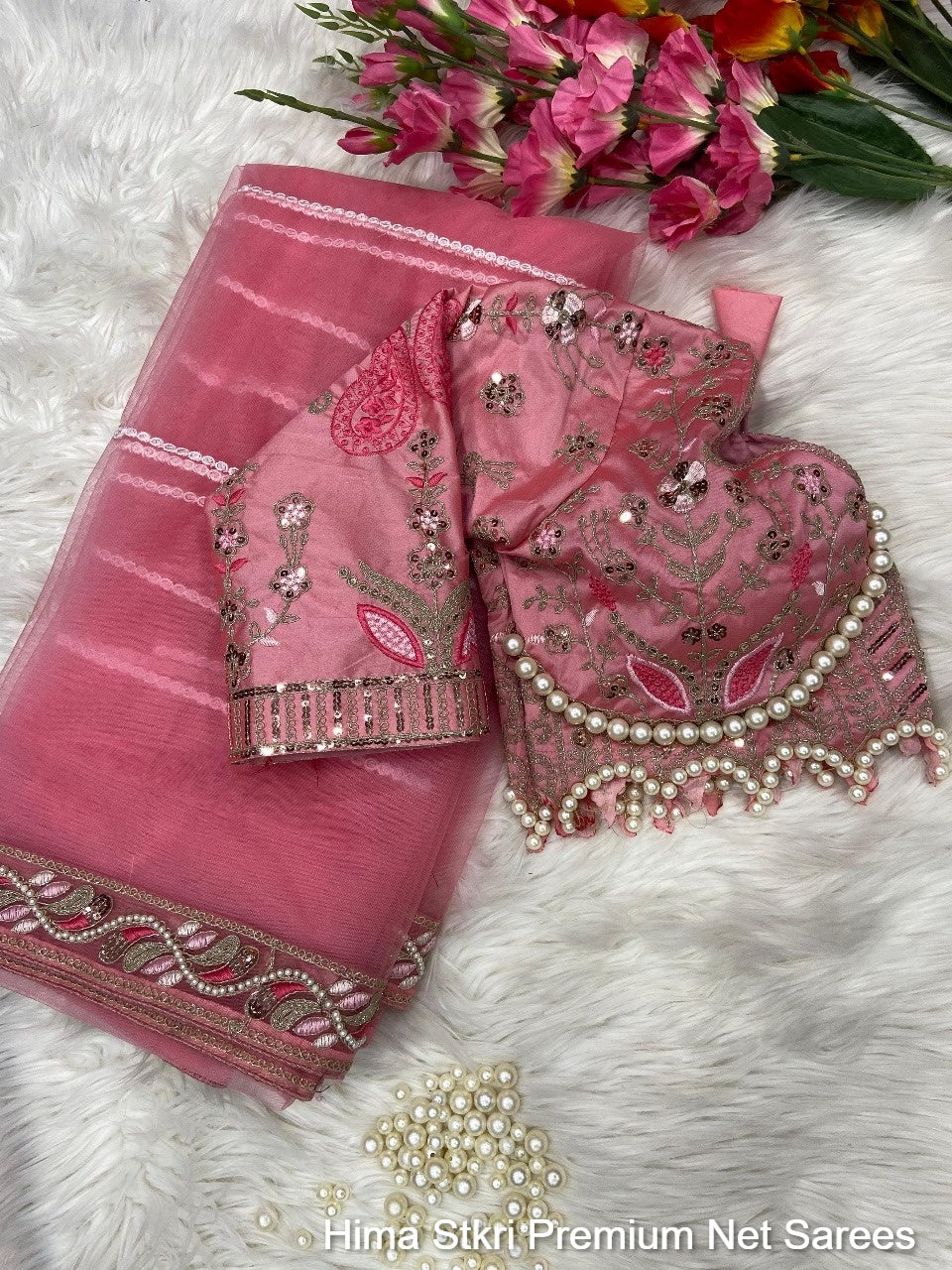 Hima Stkri Premium Net Sarees