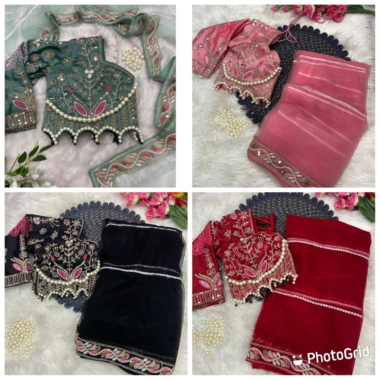 Hima Stkri Premium Net Sarees