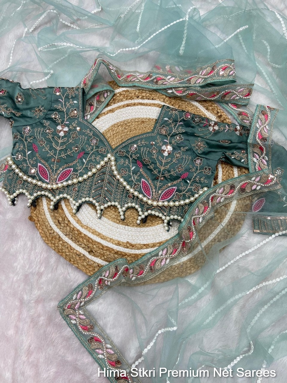 Hima Stkri Premium Net Sarees