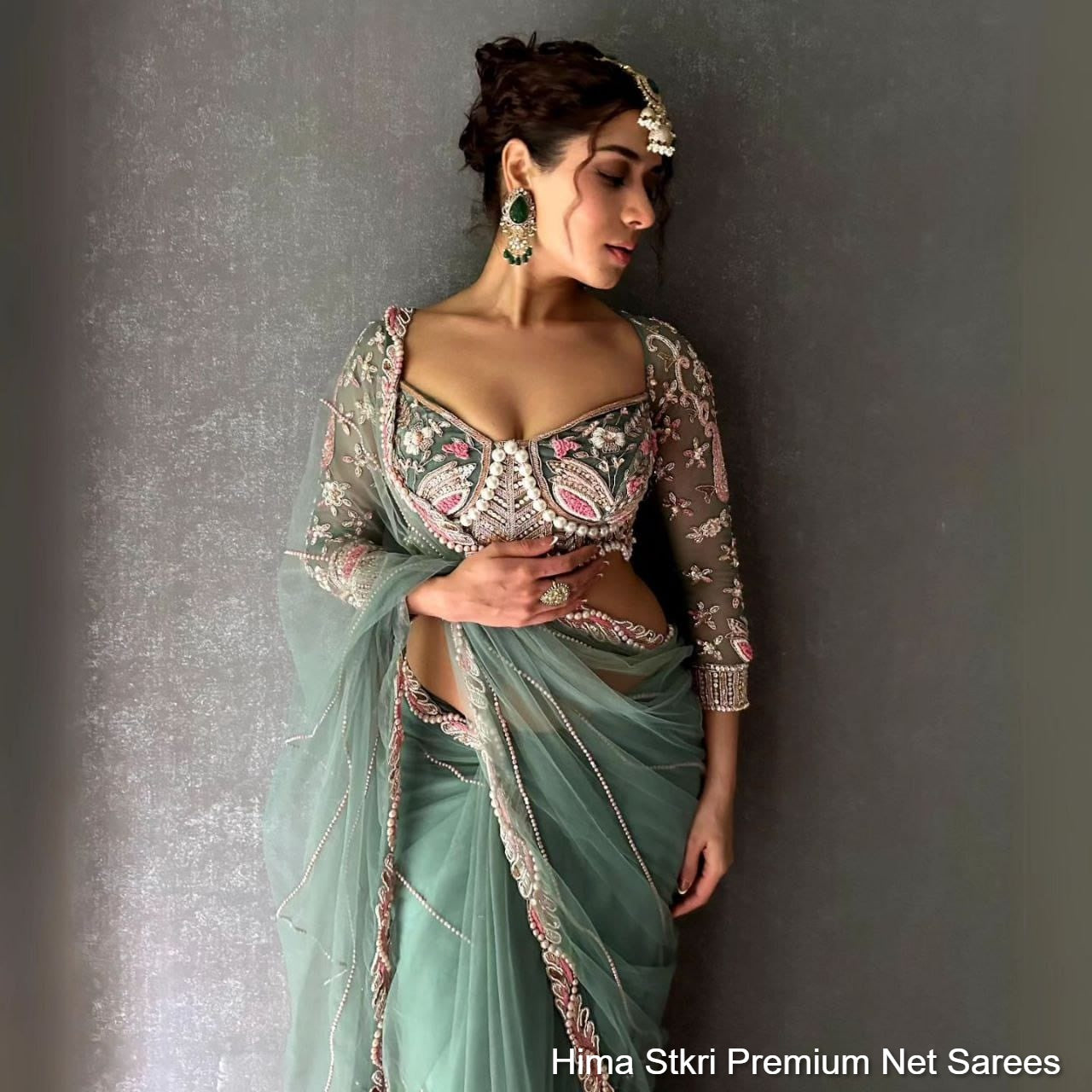 Hima Stkri Premium Net Sarees