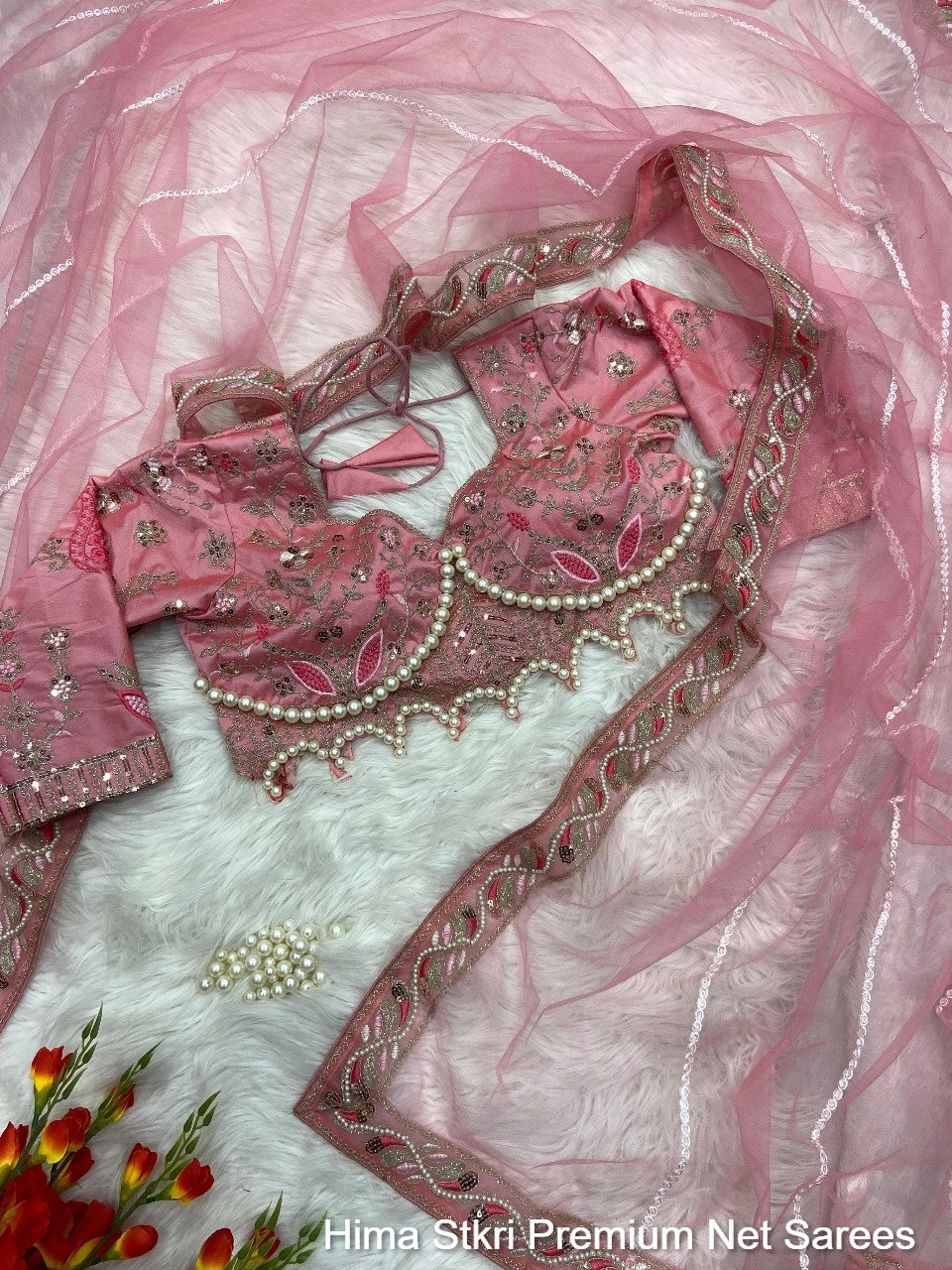 Hima Stkri Premium Net Sarees