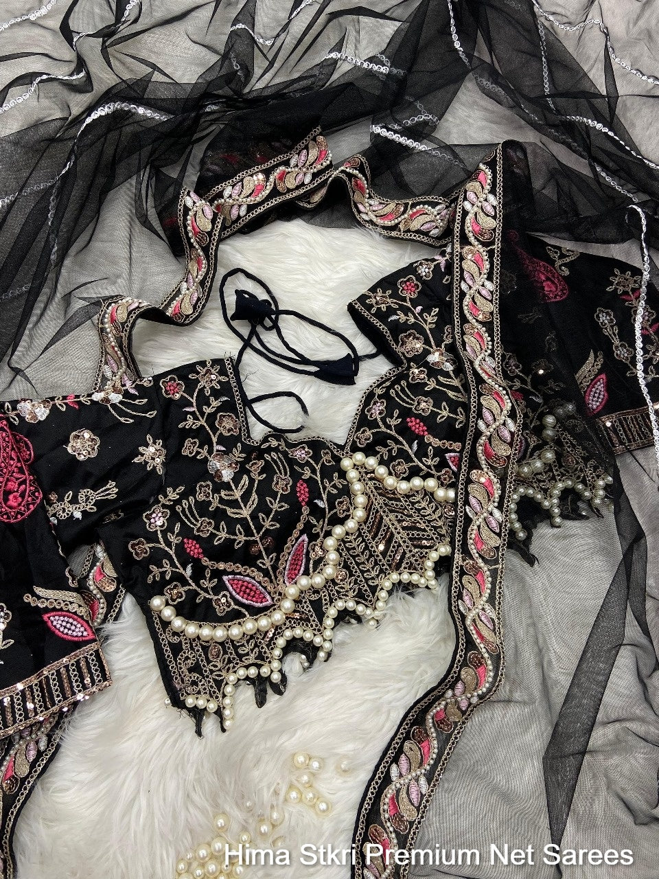 Hima Stkri Premium Net Sarees
