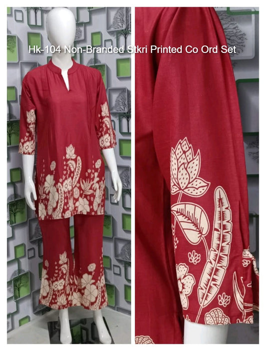 Hk-104 Non-Branded Stkri Printed Co Ord Set