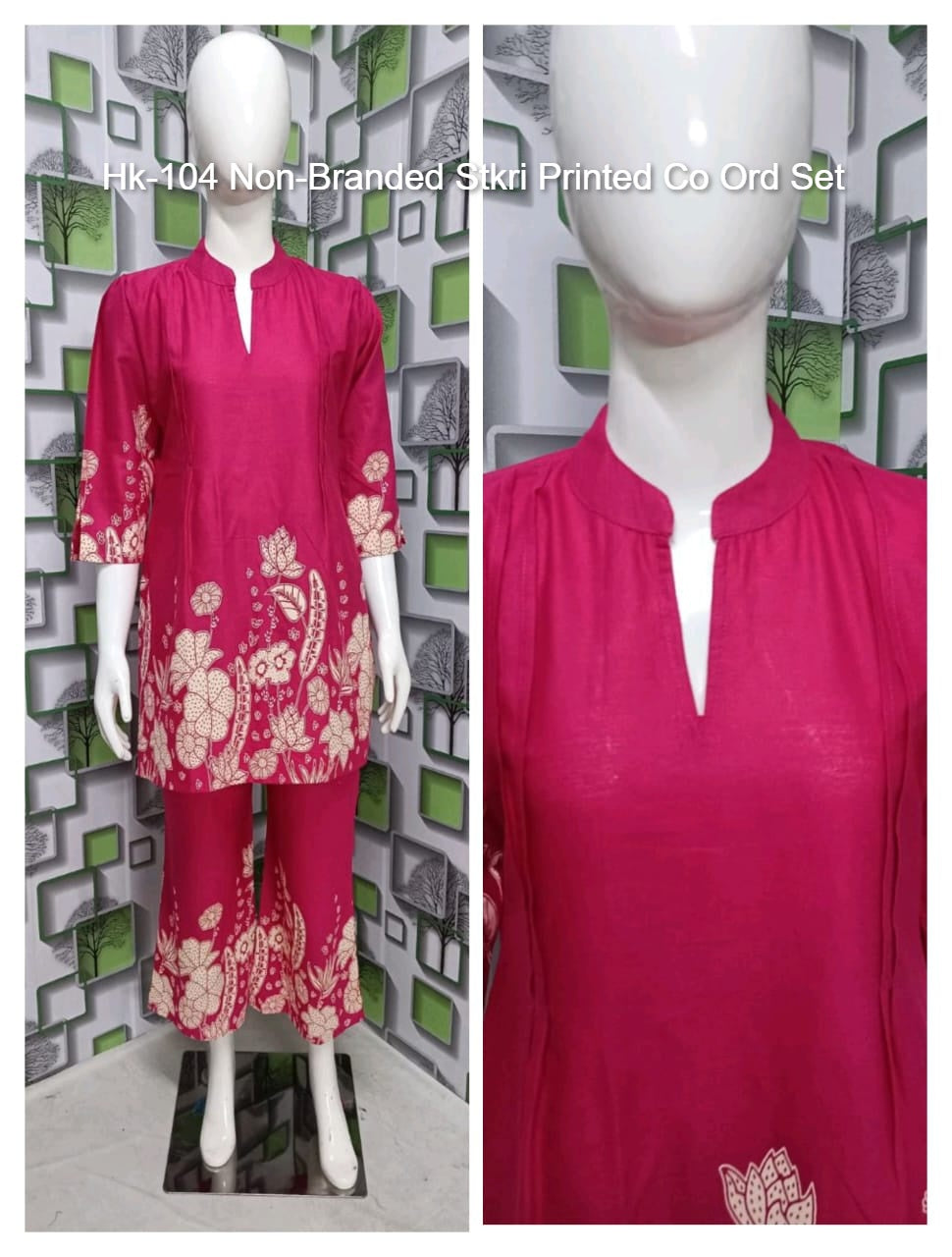 Hk-104 Non-Branded Stkri Printed Co Ord Set