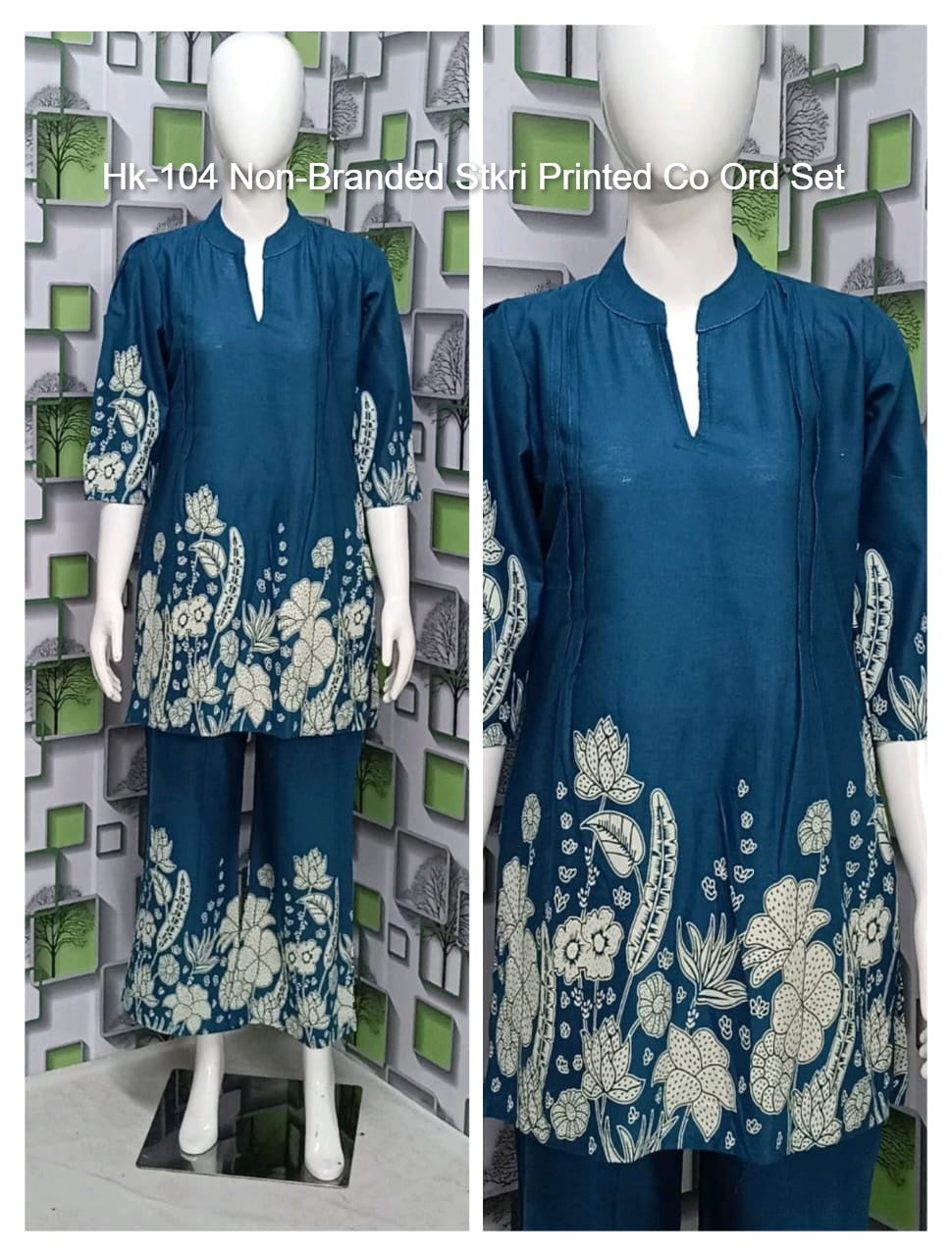 Hk-104 Non-Branded Stkri Printed Co Ord Set