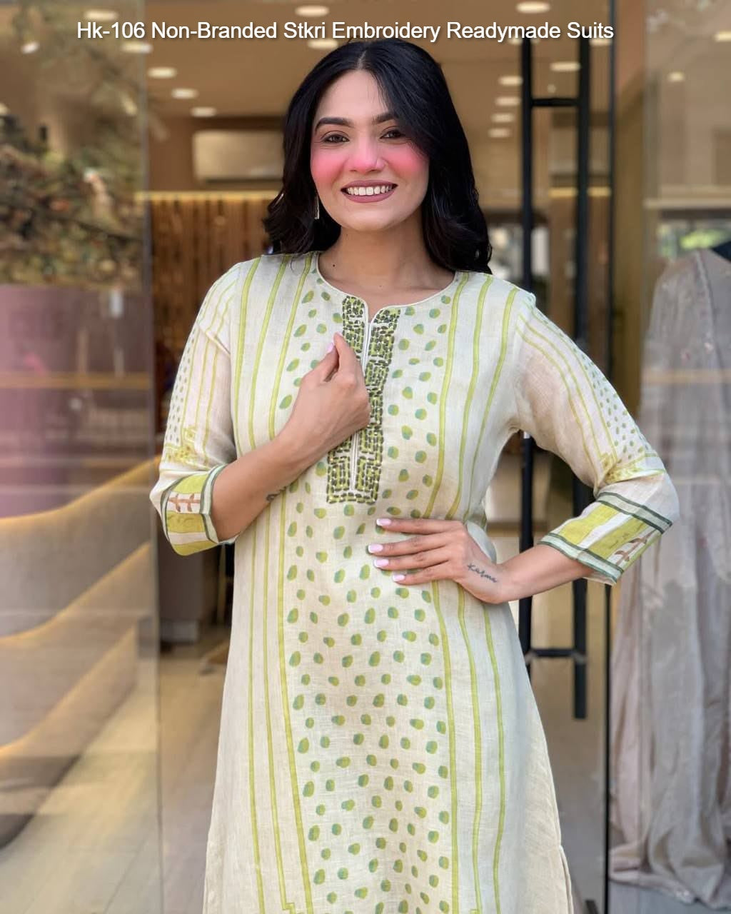 Hk-106 Non-Branded Stkri Embroidery Readymade Suits