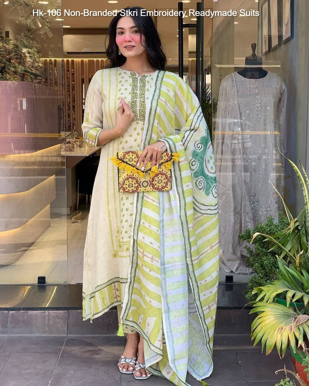 Hk-106 Non-Branded Stkri Embroidery Readymade Suits