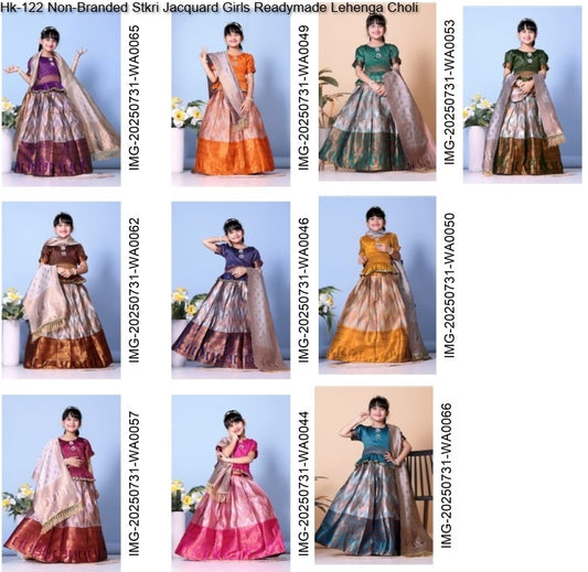 Hk-122 Non-Branded Stkri Jacquard Girls Readymade Lehenga Choli