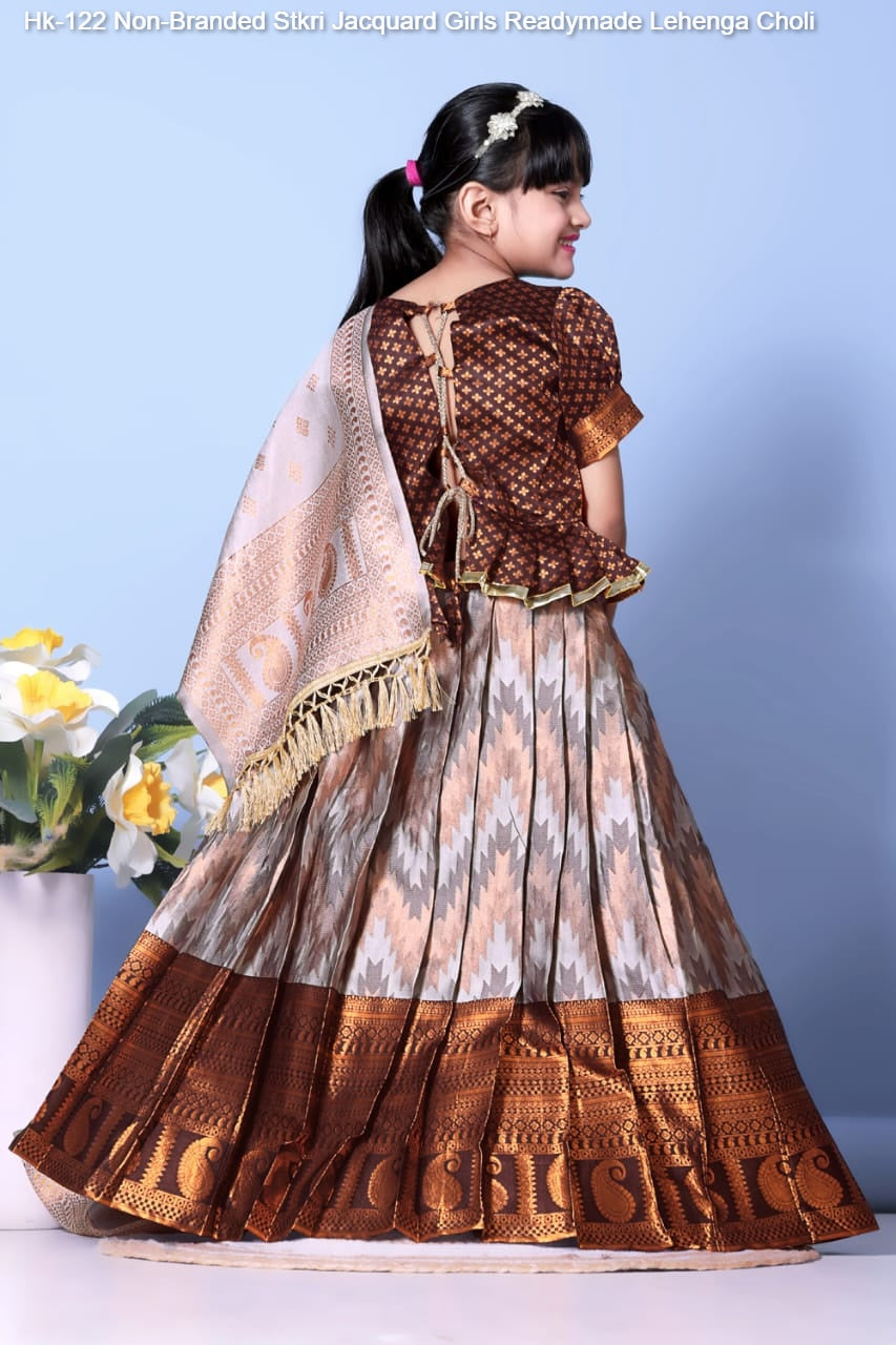 Hk-122 Non-Branded Stkri Jacquard Girls Readymade Lehenga Choli