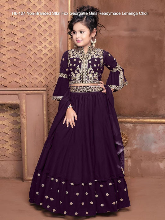 Hk-127 Non-Branded Stkri Fox Georgatte Girls Readymade Lehenga Choli