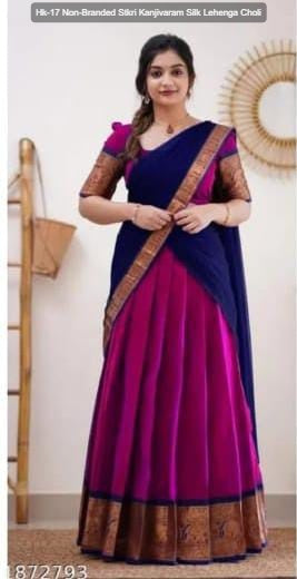 Hk-17 Non-Branded Stkri Kanjivaram Silk Lehenga Choli