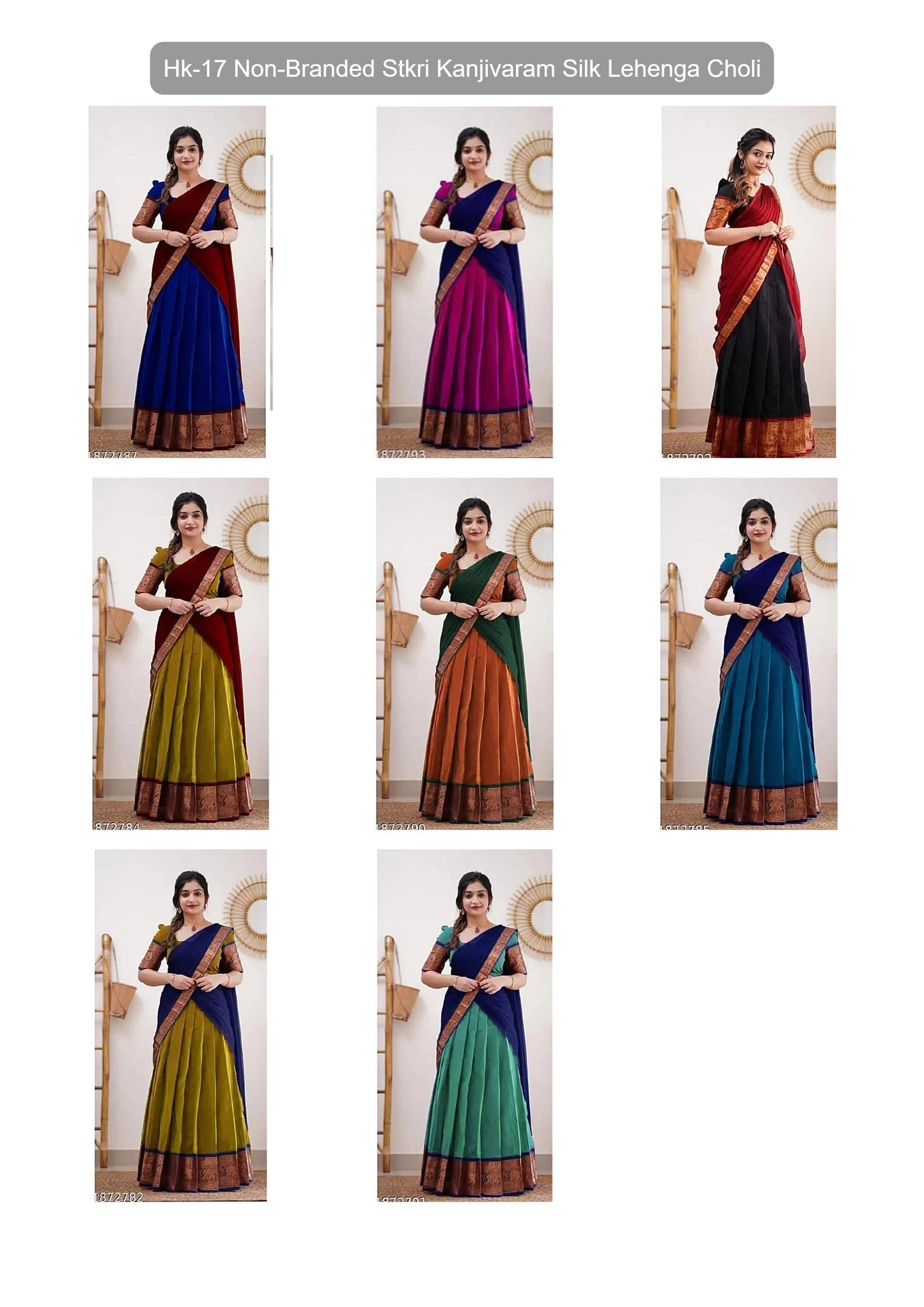 Hk-17 Non-Branded Stkri Kanjivaram Silk Lehenga Choli