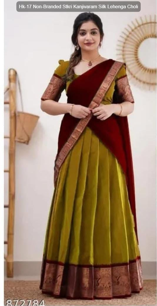 Hk-17 Non-Branded Stkri Kanjivaram Silk Lehenga Choli