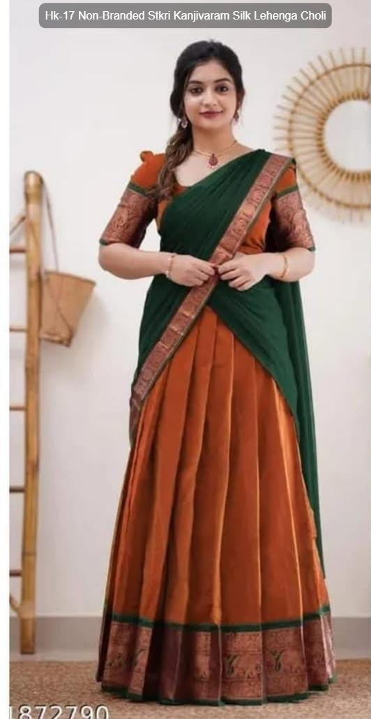Hk-17 Non-Branded Stkri Kanjivaram Silk Lehenga Choli