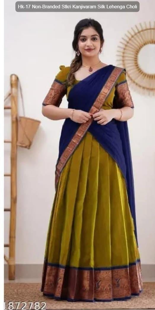 Hk-17 Non-Branded Stkri Kanjivaram Silk Lehenga Choli
