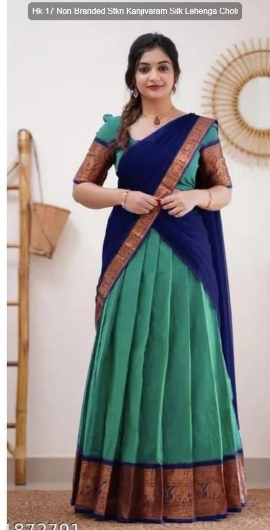 Hk-17 Non-Branded Stkri Kanjivaram Silk Lehenga Choli
