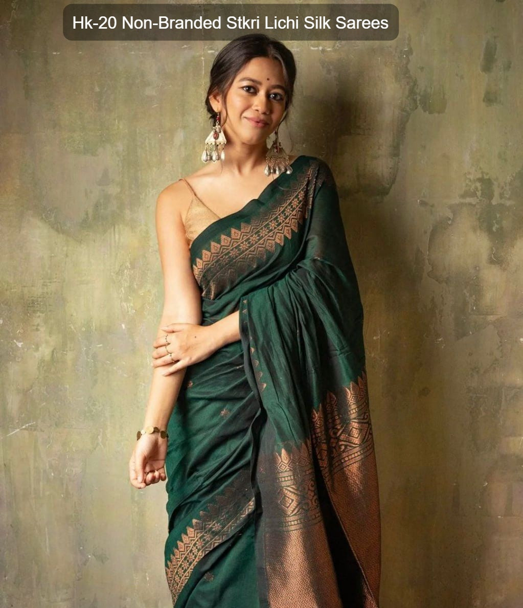Hk-20 Non-Branded Stkri Lichi Silk Sarees