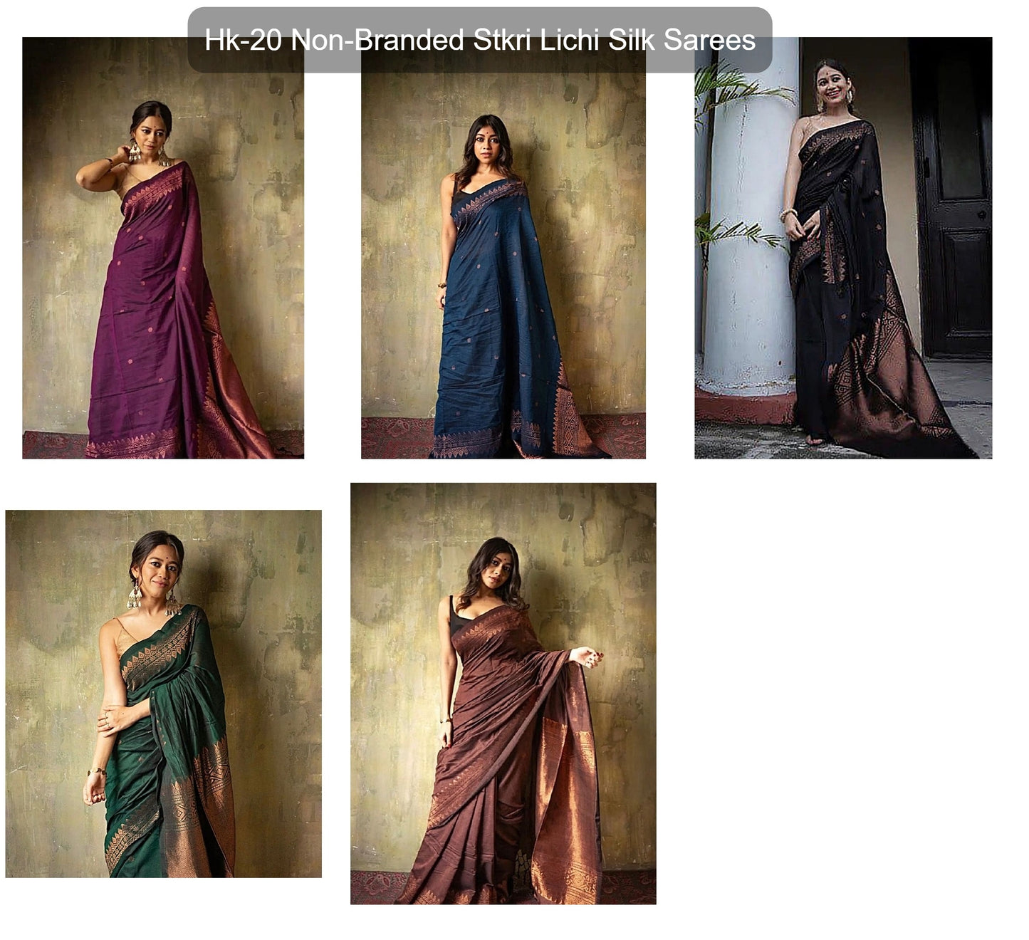 Hk-20 Non-Branded Stkri Lichi Silk Sarees