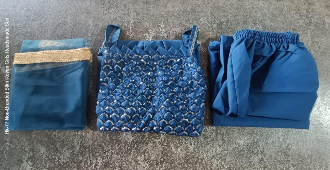 Hk-77 Non-Branded Stkri Reyon Girls Readymade Suit