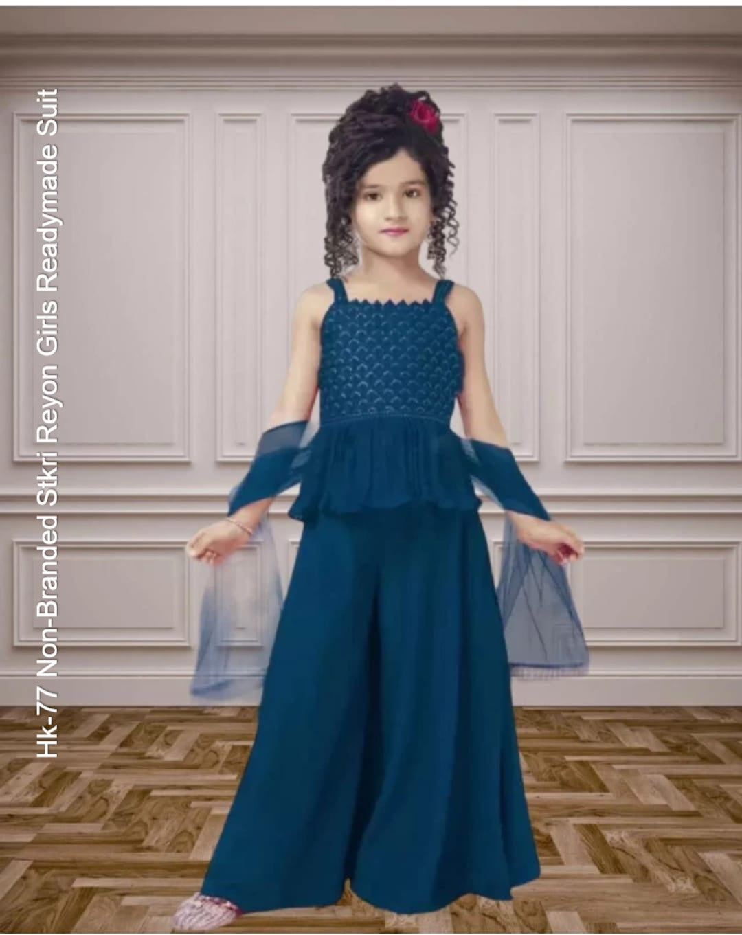 Hk-77 Non-Branded Stkri Reyon Girls Readymade Suit