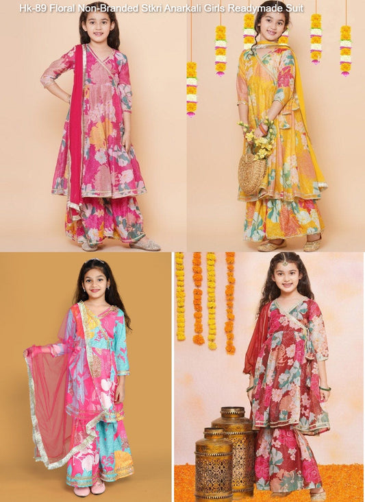 Hk-89 Floral Non-Branded Stkri Anarkali Girls Readymade Suit