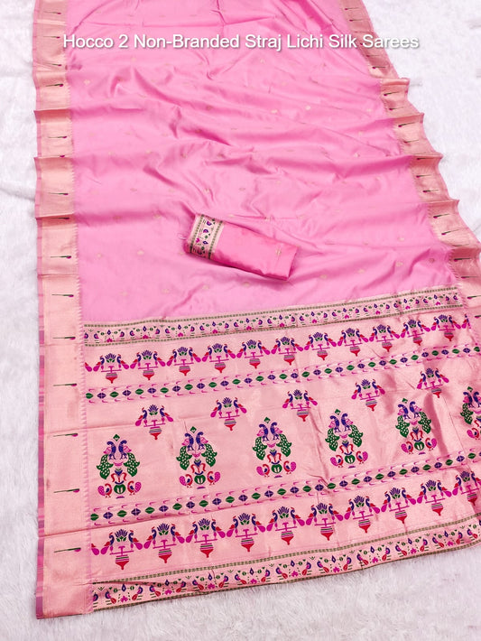 Hocco 2 Non-Branded Straj Lichi Silk Sarees