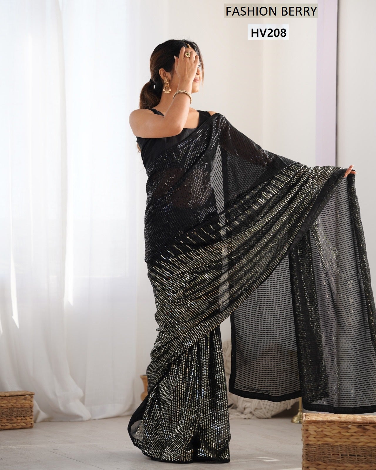 Hv208 Meena Fashion Berry Silk Sarees