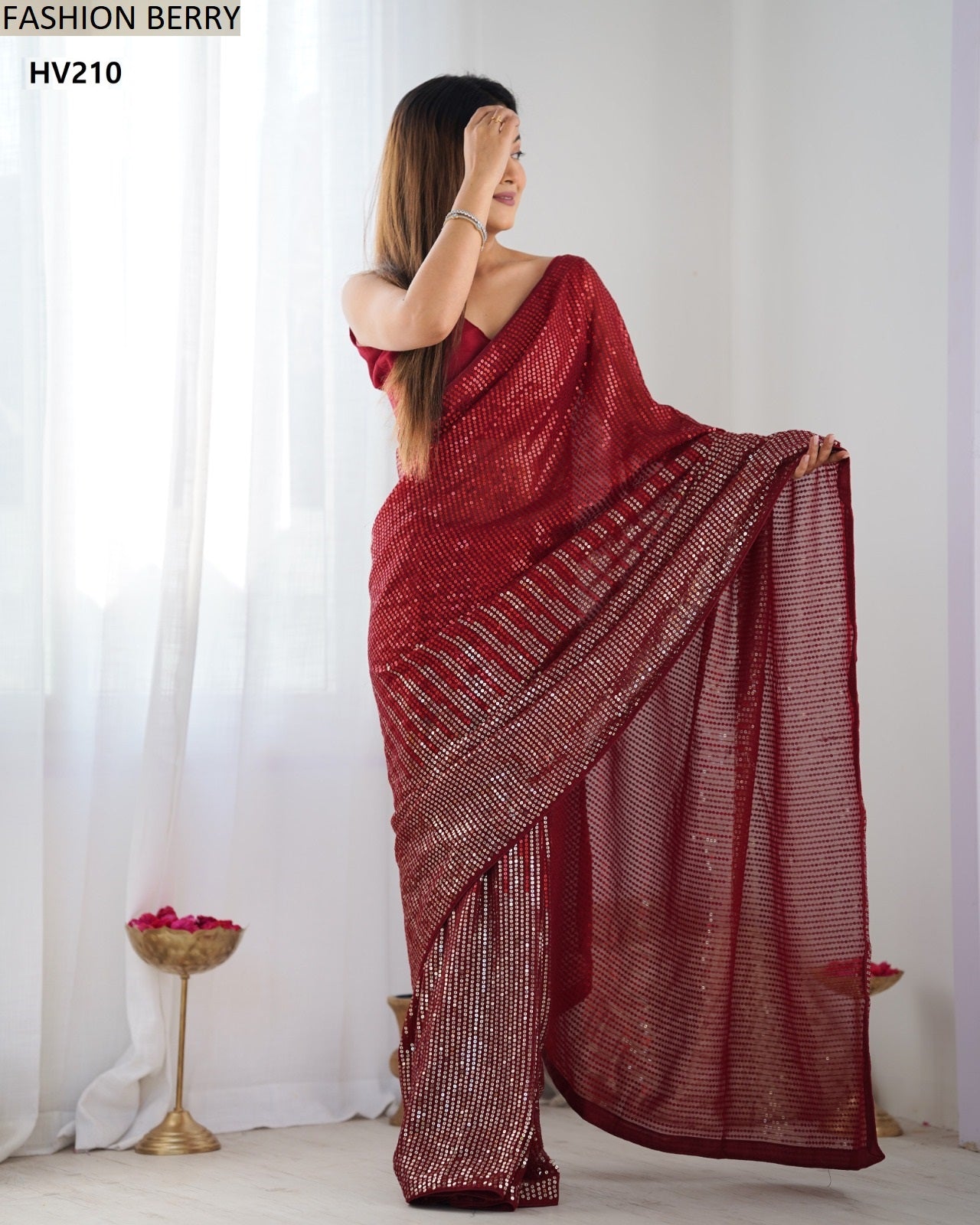 Hv210 Meena Fashion Berry Silk Sarees
