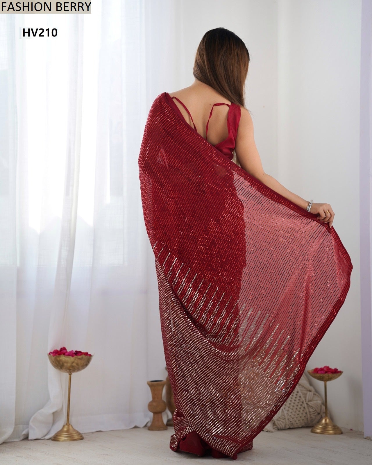 Hv210 Meena Fashion Berry Silk Sarees
