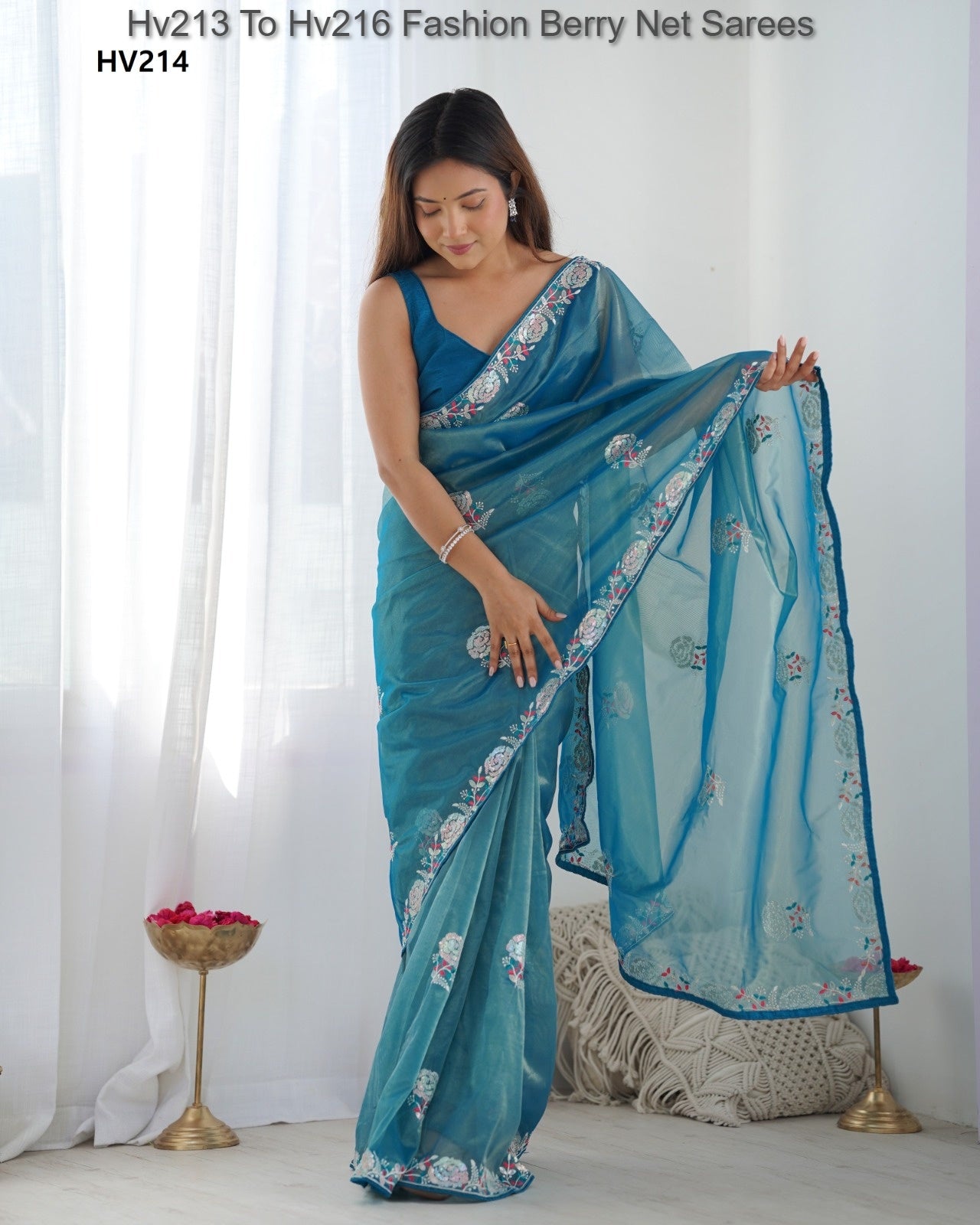 Hv213 To Hv216 Fashion Berry Net Sarees