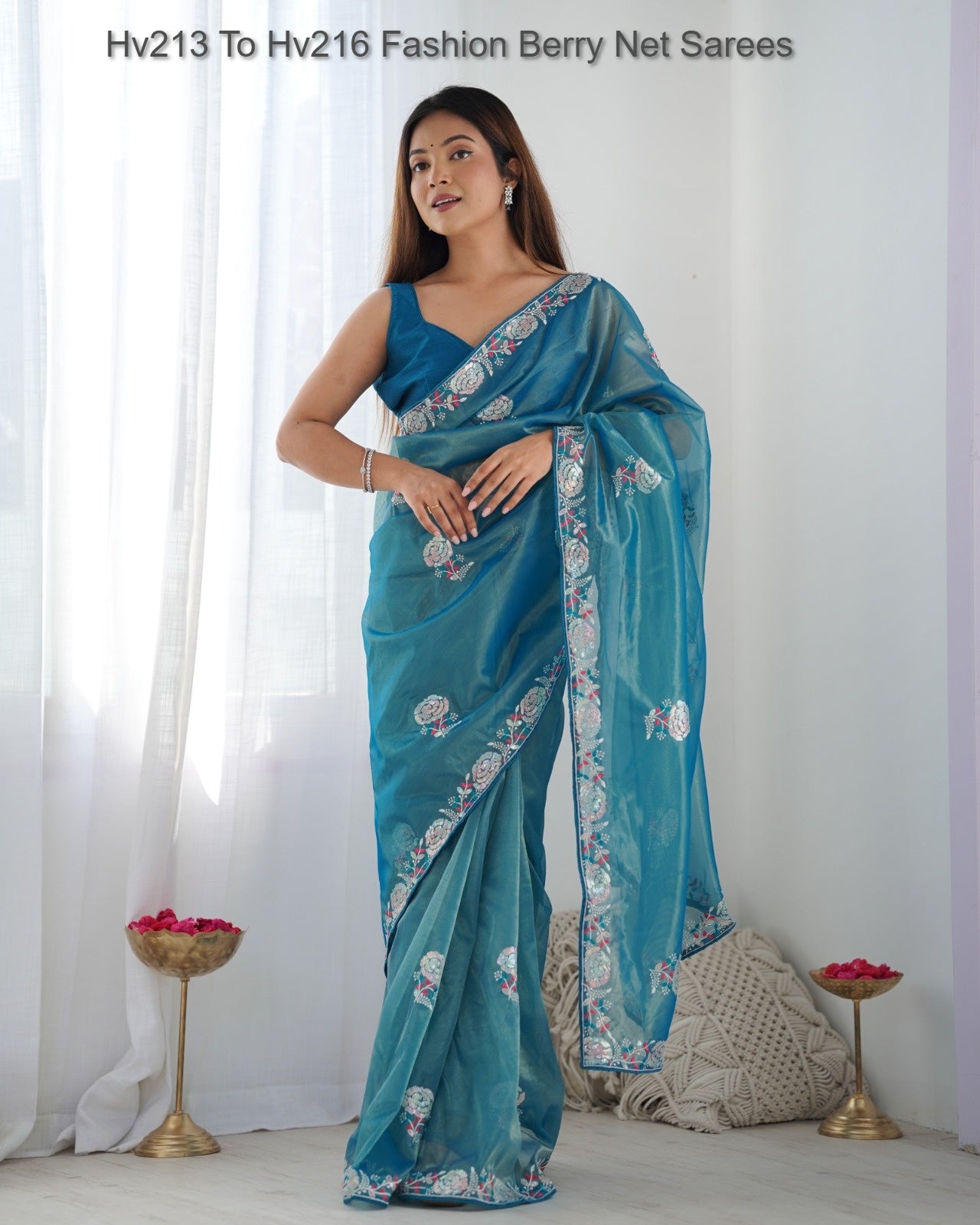 Hv213 To Hv216 Fashion Berry Net Sarees