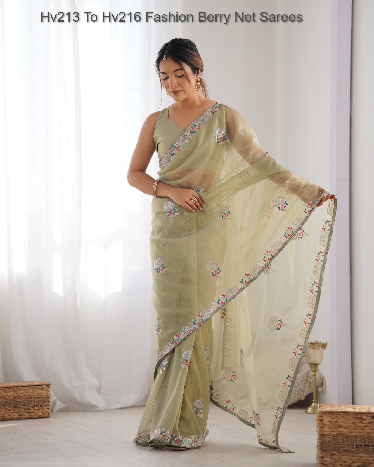 Hv213 To Hv216 Fashion Berry Net Sarees