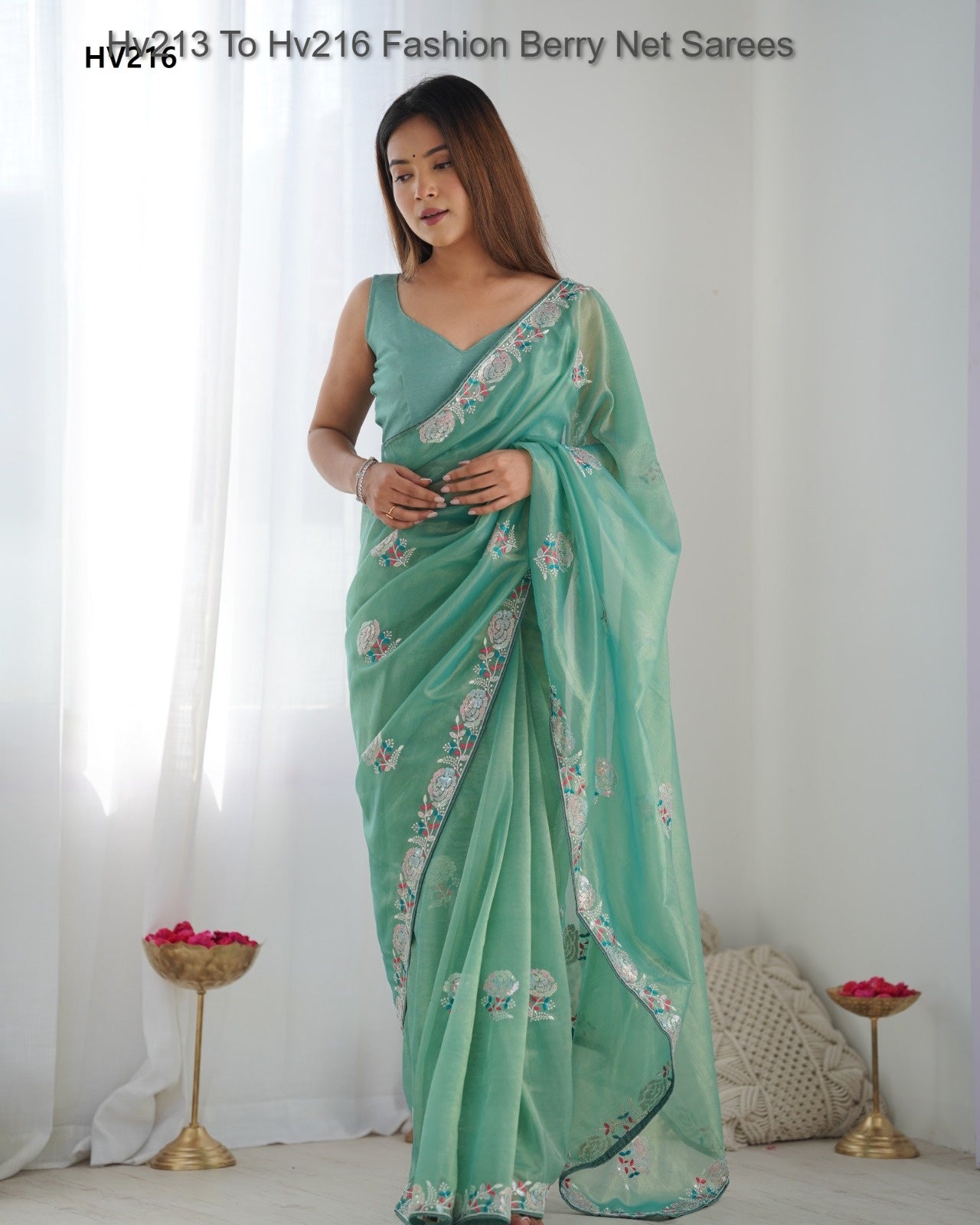 Hv213 To Hv216 Fashion Berry Net Sarees