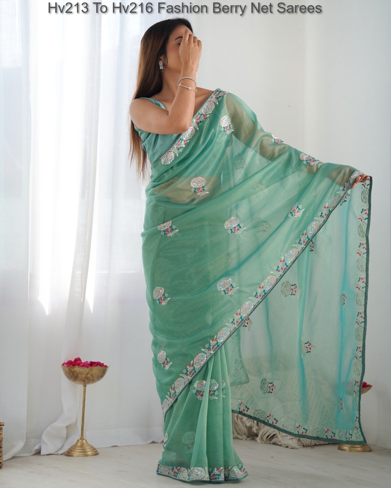 Hv213 To Hv216 Fashion Berry Net Sarees