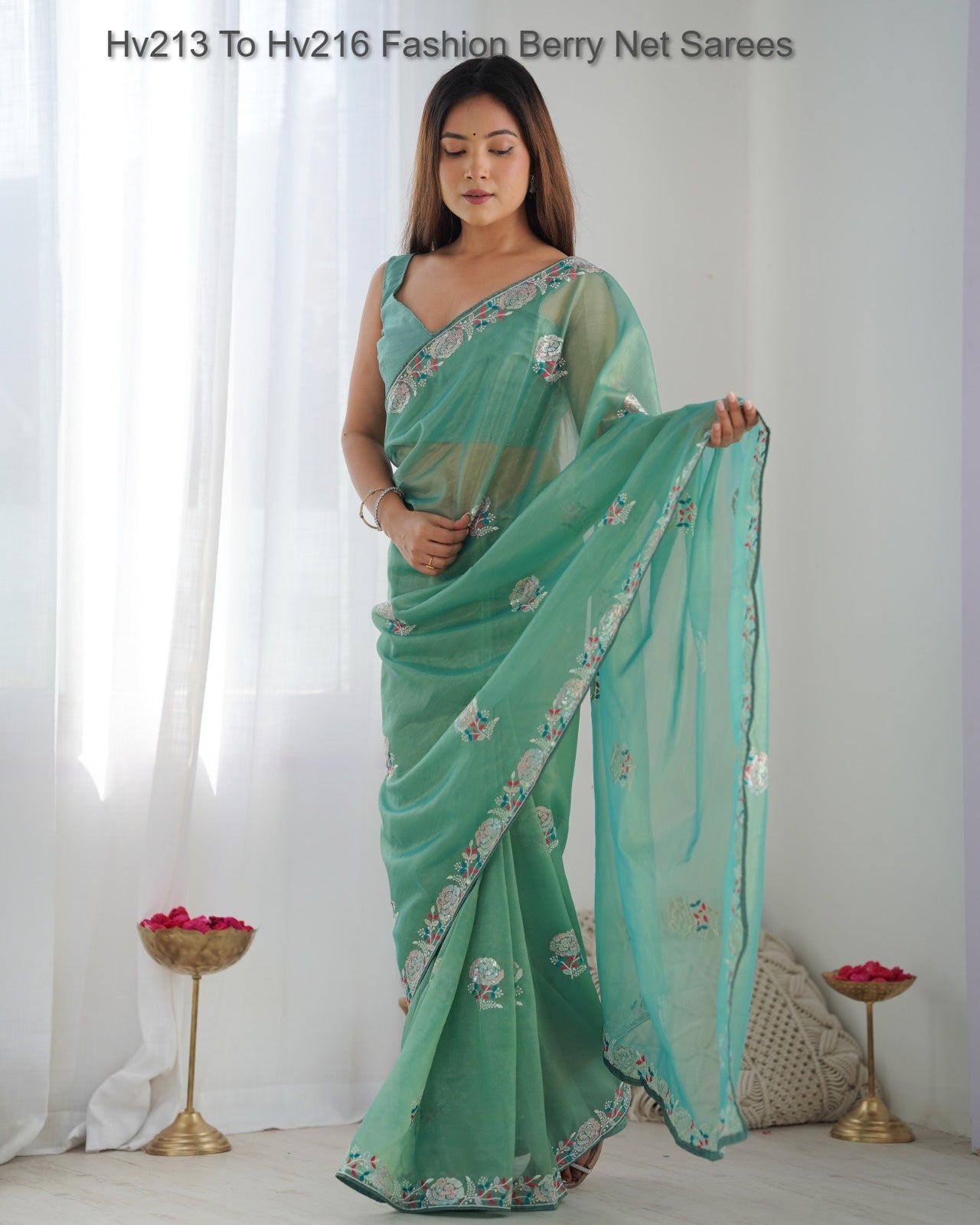 Hv213 To Hv216 Fashion Berry Net Sarees