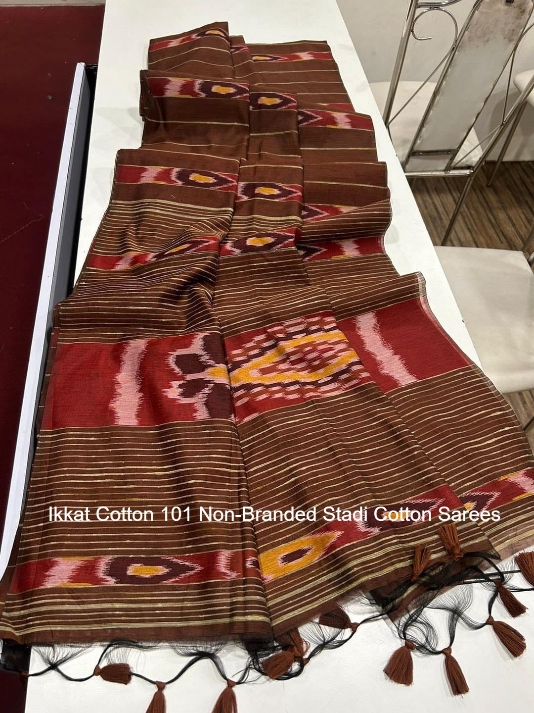 Ikkat Cotton 101 Non-Branded Stadi Cotton Sarees