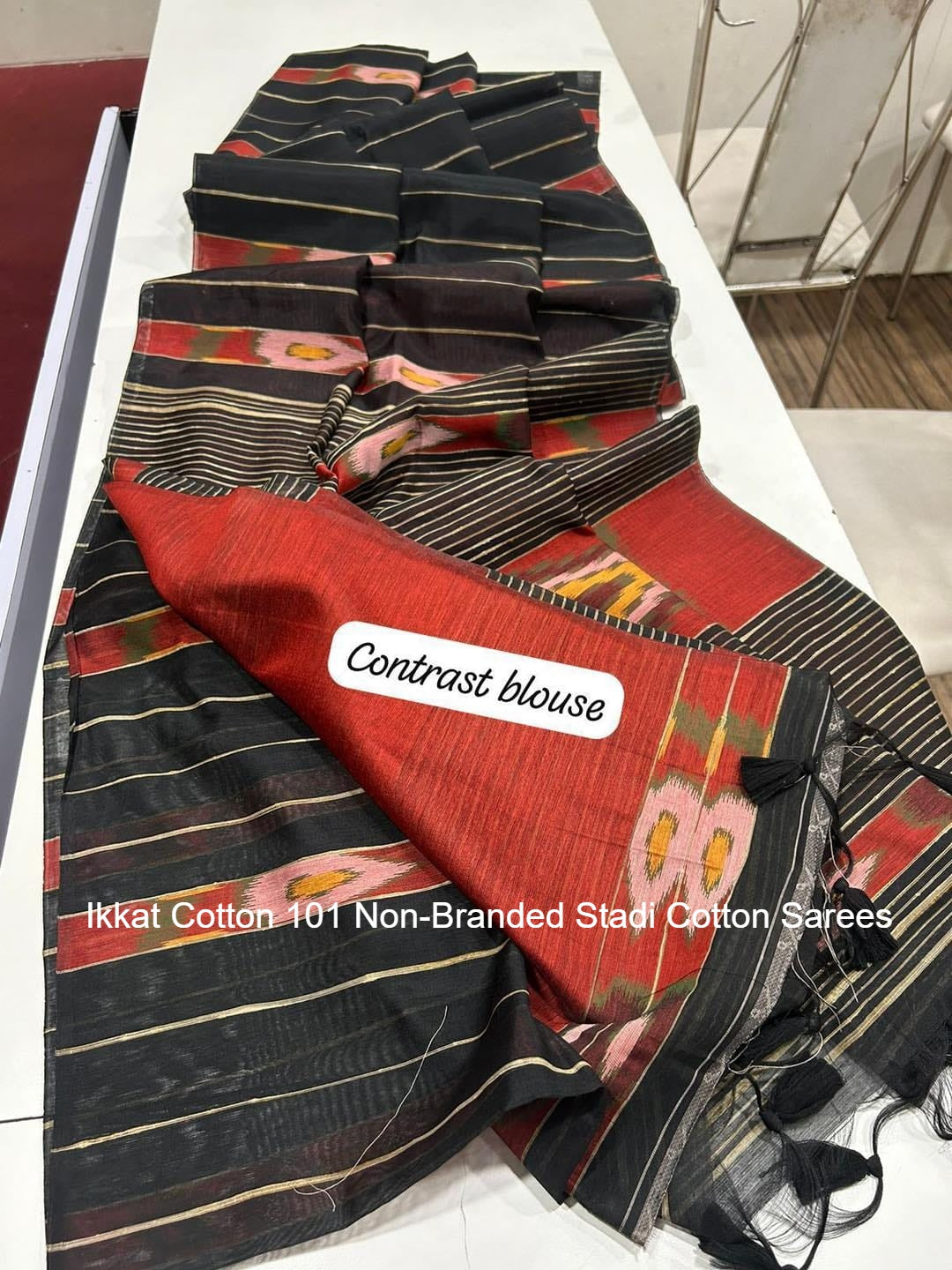 Ikkat Cotton 101 Non-Branded Stadi Cotton Sarees