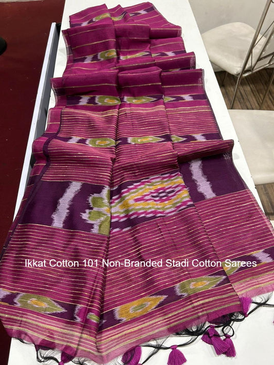 Ikkat Cotton 101 Non-Branded Stadi Cotton Sarees
