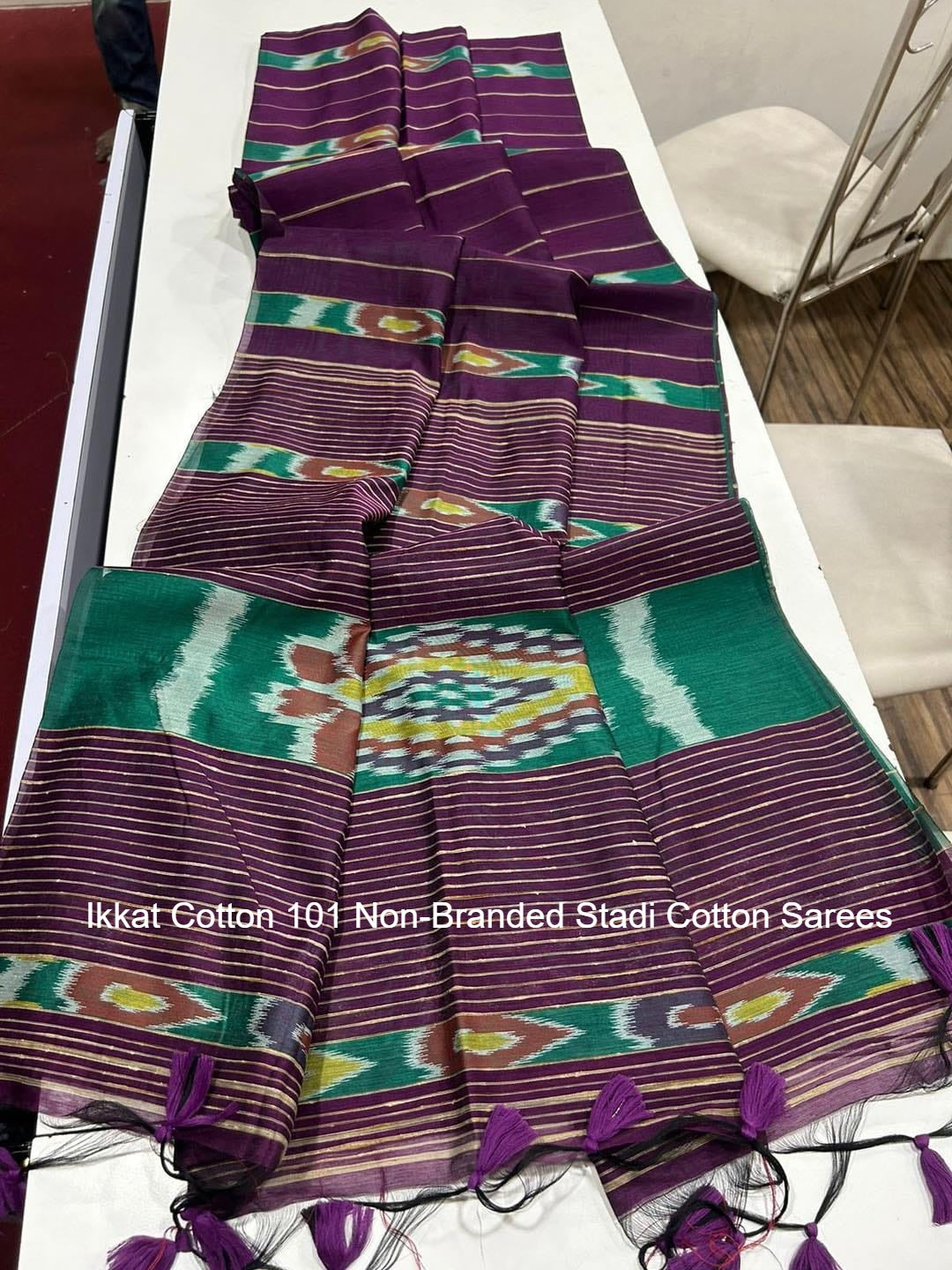 Ikkat Cotton 101 Non-Branded Stadi Cotton Sarees