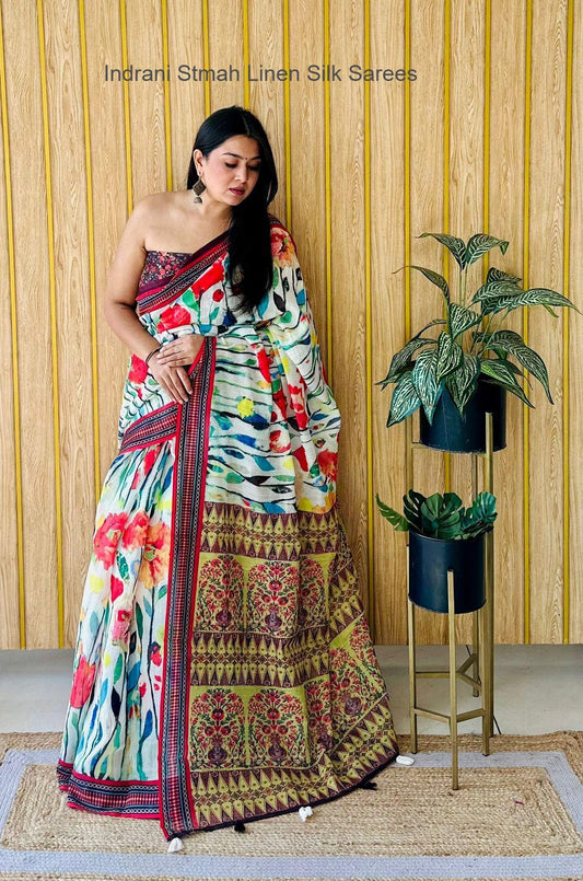 Indrani Stmah Linen Silk Sarees