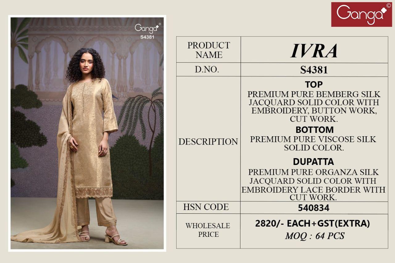Ivra S4381 Ganga Pure Bemberg Silk Unstitched Suits