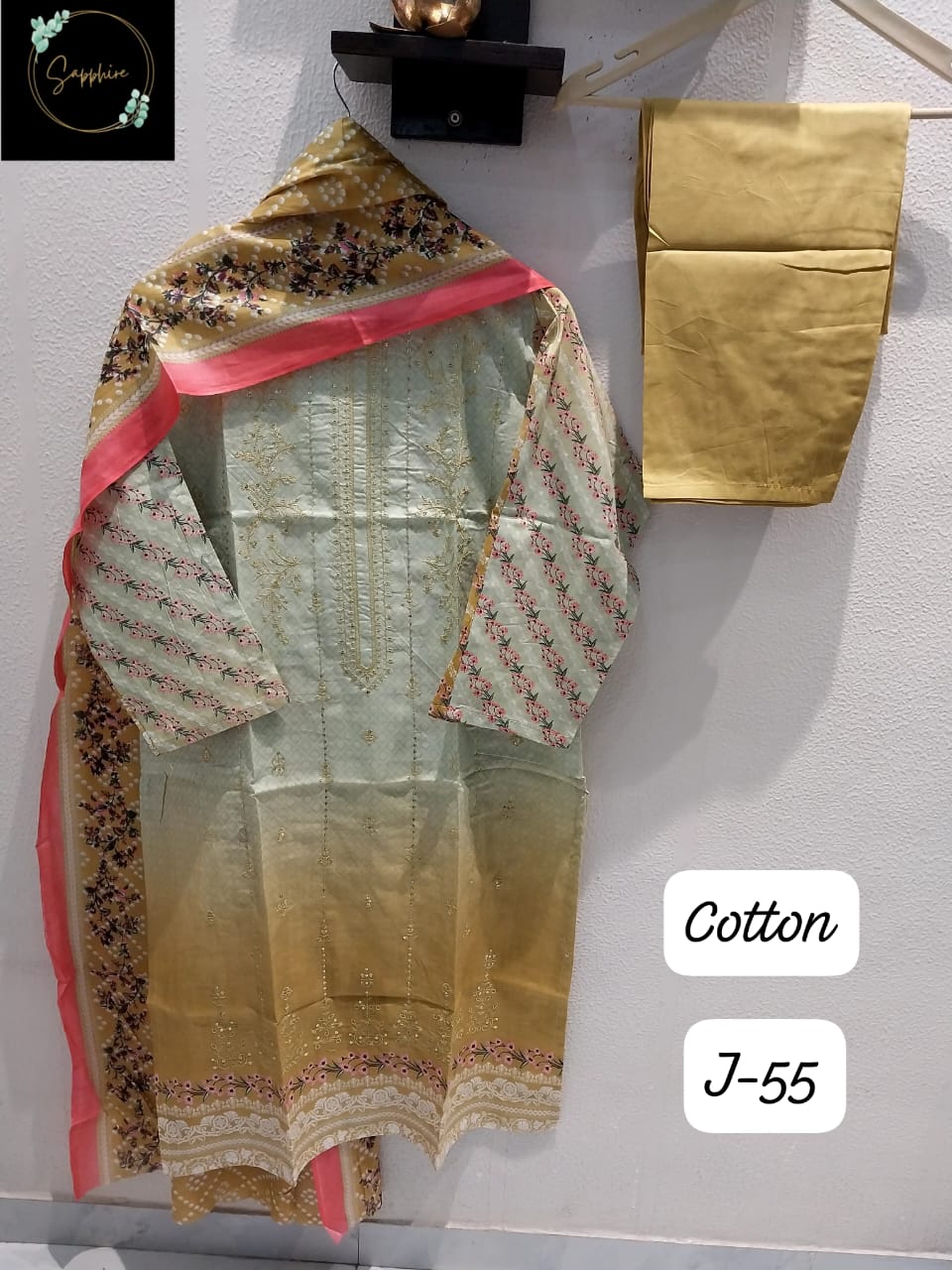 J-55 Yellow Sapphire Pure Cotton Pakistani Readymade Suits