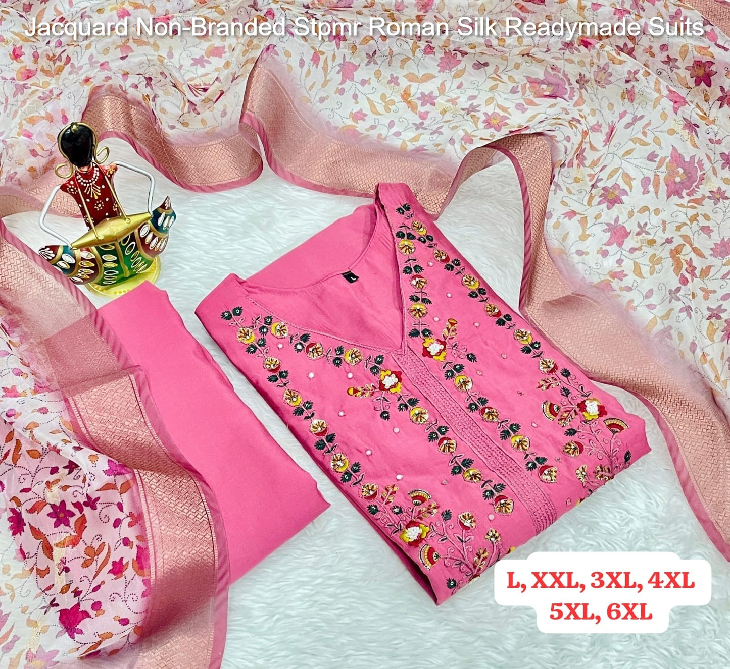 Jacquard Non-Branded Stpmr Roman Silk Readymade Suits