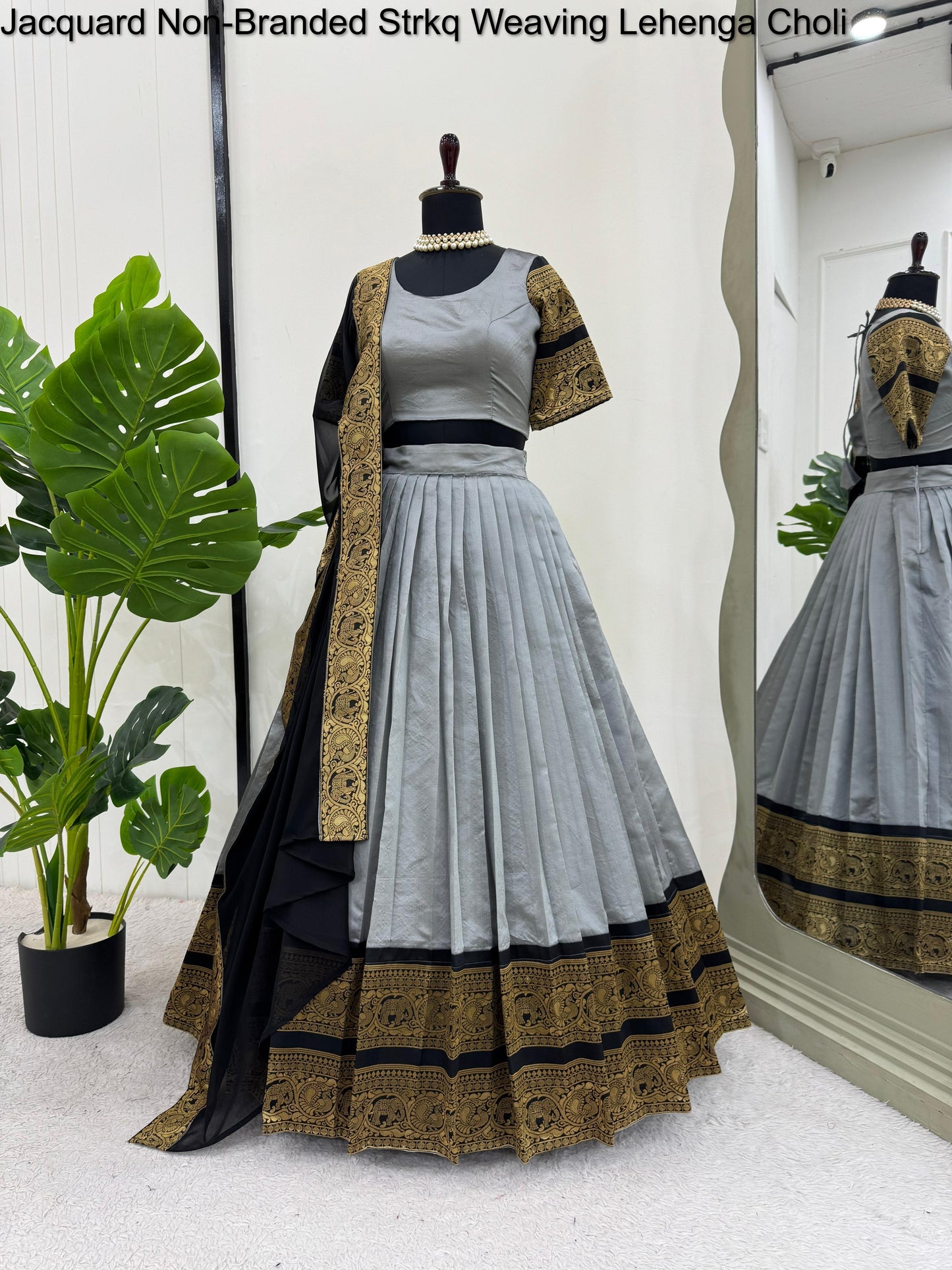 Jacquard Non-Branded Strkq Weaving Lehenga Choli