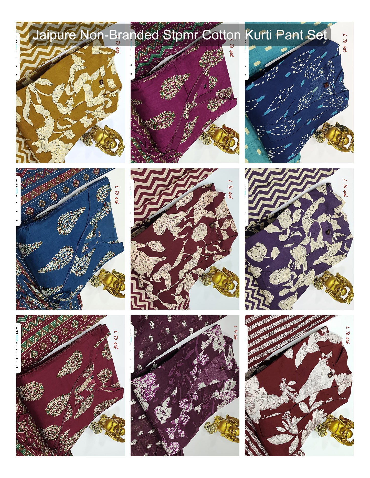 Jaipure Non-Branded Stpmr Cotton Kurti Pant Set